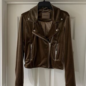 Blank NYC Brown Velvet Leather Jacket